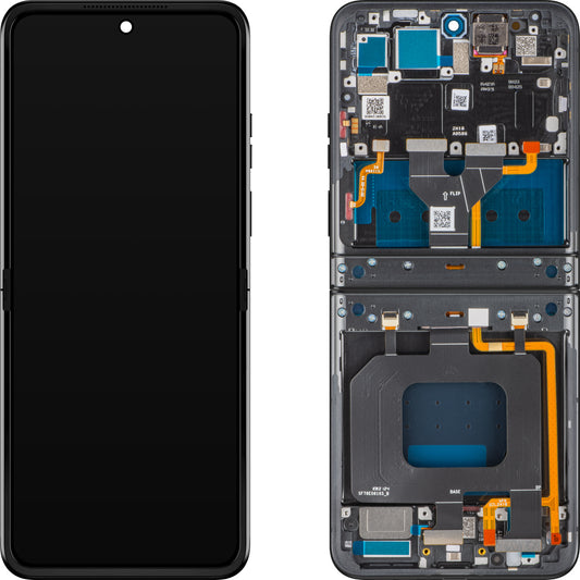 Écran avec écran tactile Motorola Razr 2024 / Razr 50, avec cadre, sous-couche interne, gris (Steel Wool), échange 5D68C24806
