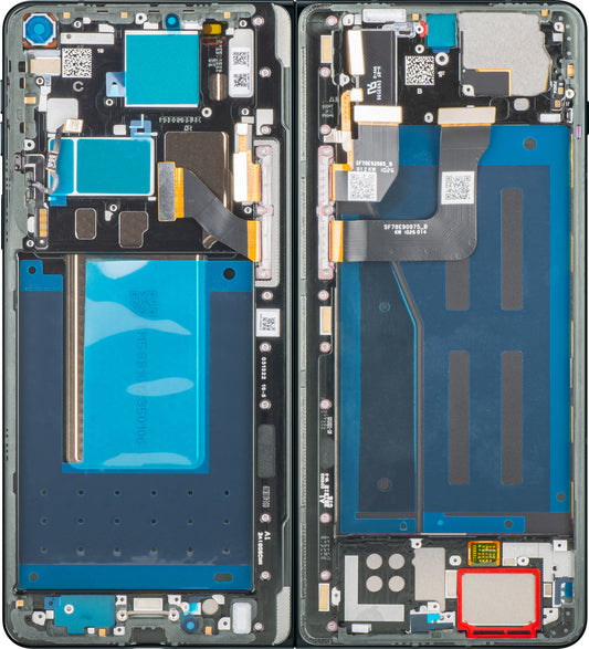 Écran tactile Motorola Razr Fold, avec cadre, sous-inner, noir (Pantone Blackened Blue) Service Pack 5D68C32444