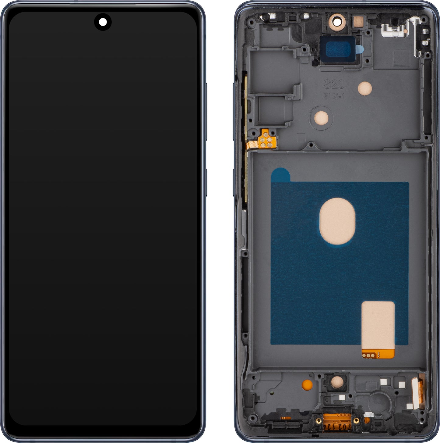 Écran avec Touchscreen MP compatible avec Samsung Galaxy S20 FE G780, avec Cadre, Bleu Marine.