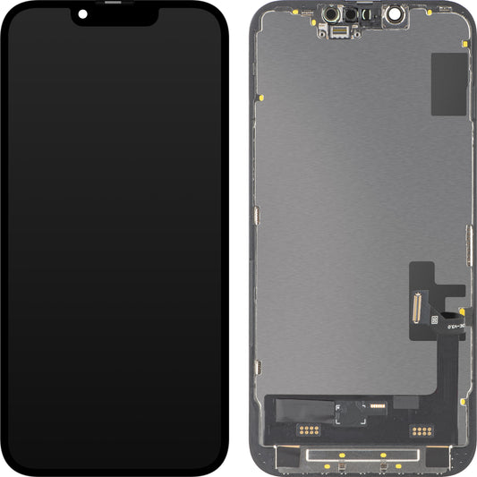 Écran tactile MP compatible avec Apple iPhone 14, avec cadre, version Soft OLED IC Movable FHD, Noir
