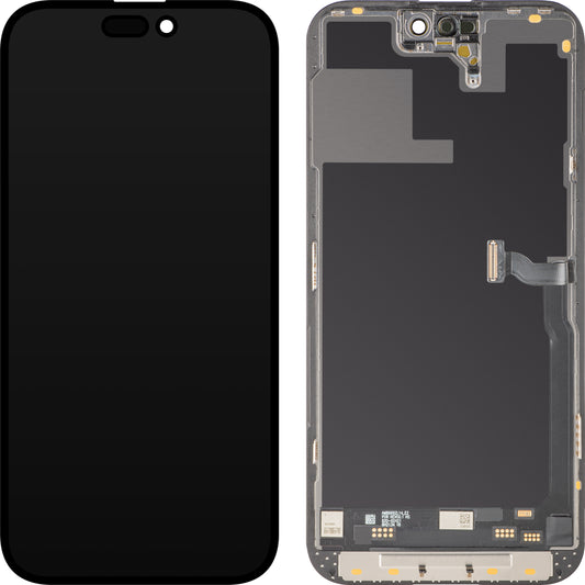 Écran tactile MP compatible avec Apple iPhone 14 Pro Max, avec cadre, Version Soft OLED IC Movable 120Hz FHD, Noir
