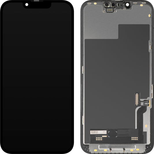Écran tactile MP compatible avec Apple iPhone 13, avec cadre, version Soft OLED IC Movable FHD, Noir