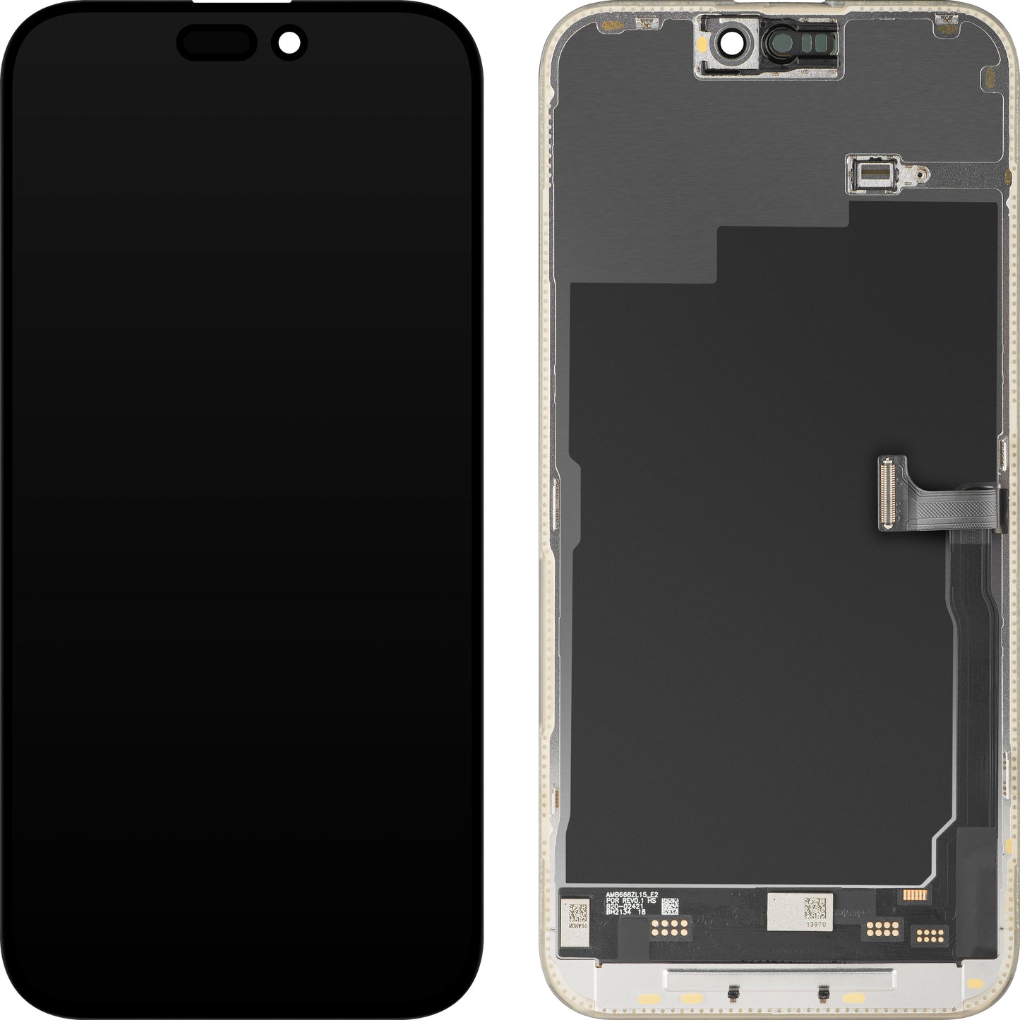 Écran tactile MP compatible avec Apple iPhone 15 Pro Max, avec cadre, Version Soft OLED IC Movable 120Hz FHD, Noir