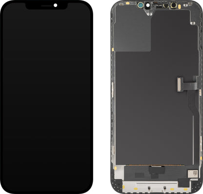 Écran avec écran tactile MP compatible avec Apple iPhone 12 Pro Max, avec cadre, Version OLED Diagnostic, Noir