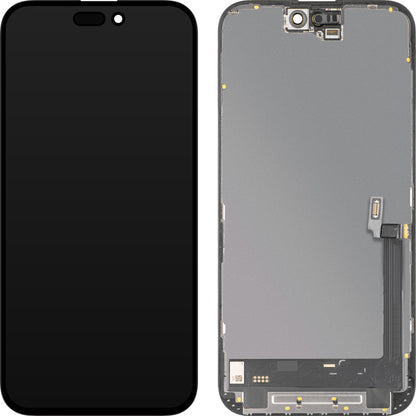Écran tactile MP compatible avec Apple iPhone 16 Plus, avec cadre, version Soft OLED IC Movable FHD, Noir