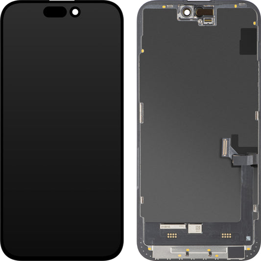 Écran avec Touchscreen MP compatible avec Apple iPhone 15 Plus, avec Cadre, Version Soft OLED FHD Diagnostic, Noir