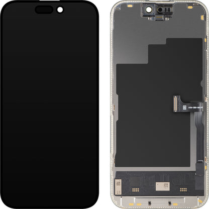Écran avec Touchscreen MP compatible avec Apple iPhone 15 Pro, avec Cadre, Version Soft OLED FHD 120Hz Diagnostic, Noir