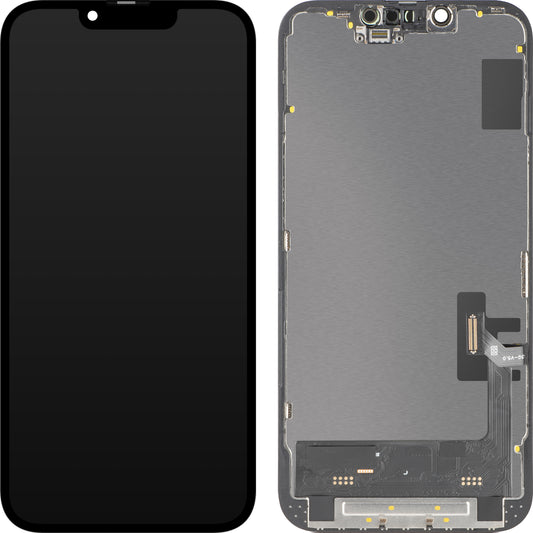 Écran tactile MP compatible avec Apple iPhone 14, avec cadre, version Soft OLED FHD 120Hz IC Movable, Noir