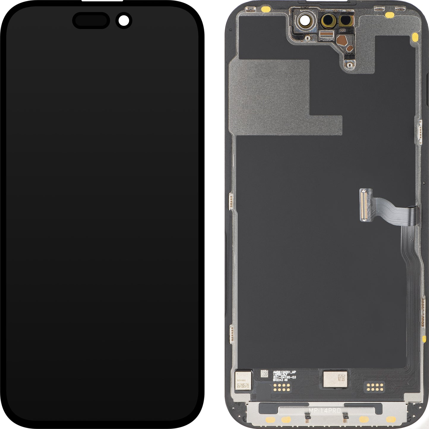 Écran tactile MP compatible avec Apple iPhone 14 Pro, avec cadre, version Premium Soft OLED FHD 120Hz Diagnostic, noir