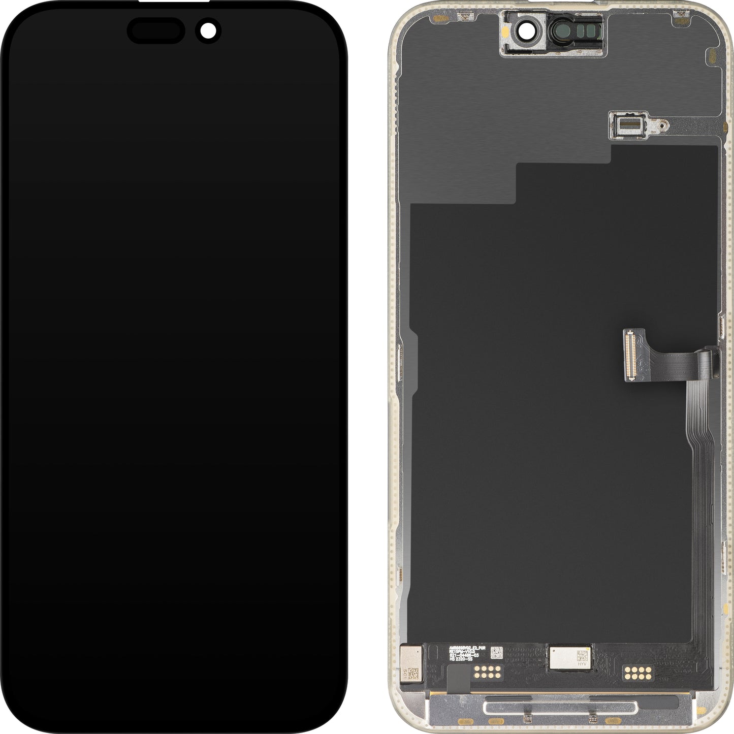 Écran tactile MP compatible avec Apple iPhone 15 Pro Max, avec cadre, version Premium Soft OLED FHD 120Hz, noir, reconditionné