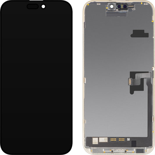Écran tactile MP compatible avec Apple iPhone 16 Pro Max, avec cadre, version logicielle OLED FHD Diagnostic, noir
