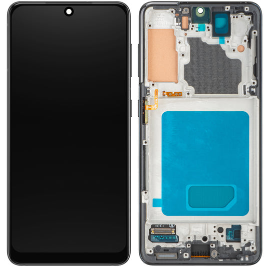 Écran tactile MP compatible avec Samsung Galaxy S21 5G G991, avec cadre, noir