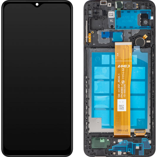 Écran tactile MP compatible avec Samsung Galaxy A12 A125 / A12 Nacho A127, avec cadre, noir, reconditionné