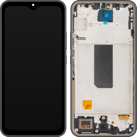 Écran avec écran tactile MP compatible avec Samsung Galaxy A34 A346, avec cadre, noir (graphite), reconditionné