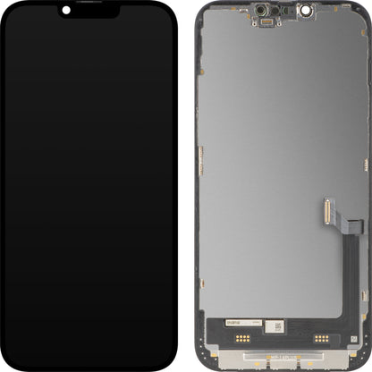 Écran avec écran tactile MP compatible avec Apple iPhone 14 Plus, avec cadre, version Premium Soft OLED FHD 120Hz Diagnostic, noir