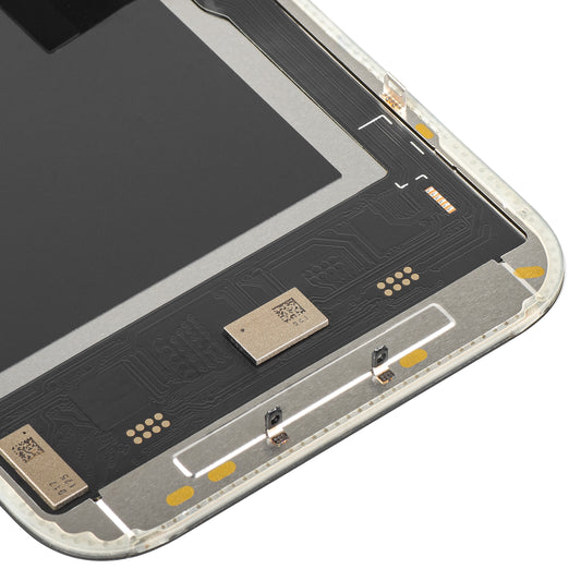 Écran tactile MP compatible avec Apple iPhone 15 Pro, avec cadre, Version Soft OLED IC Movable 120Hz FHD, Noir