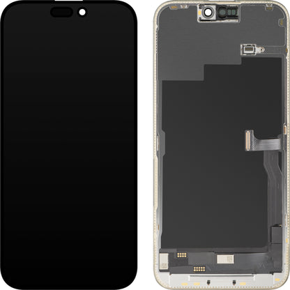 Écran tactile MP compatible avec Apple iPhone 15 Pro Max, avec cadre, version OLED FHD Diagnostic, noir, reconditionné