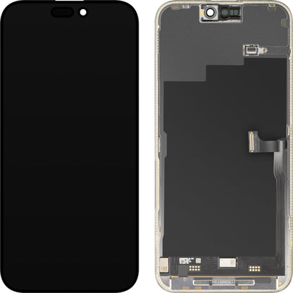 Écran avec écran tactile MP compatible avec Apple iPhone 15 Pro Max, avec cadre, version Premium Soft OLED FHD 120Hz Diagnostic, noir, reconditionné