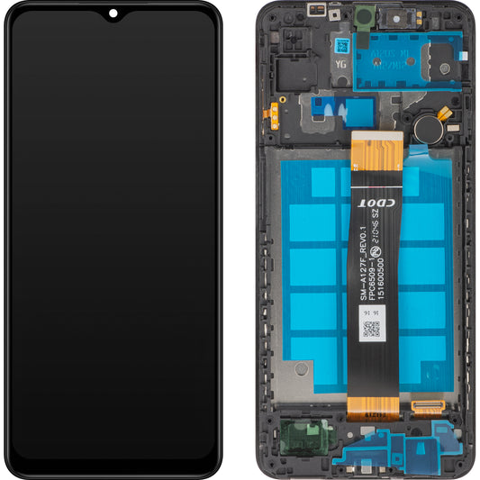 MP Écran tactile compatible avec Samsung Galaxy A12 Nacho A127, avec cadre, noir