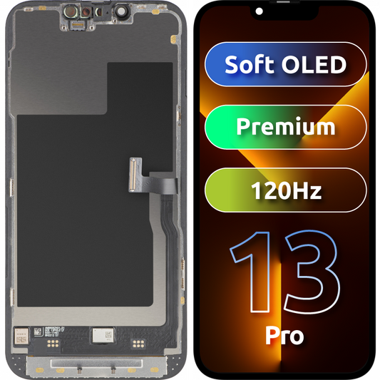 Écran tactile MP compatible avec Apple iPhone 13 Pro, avec cadre, version Premium Soft OLED FHD 120Hz, Noir