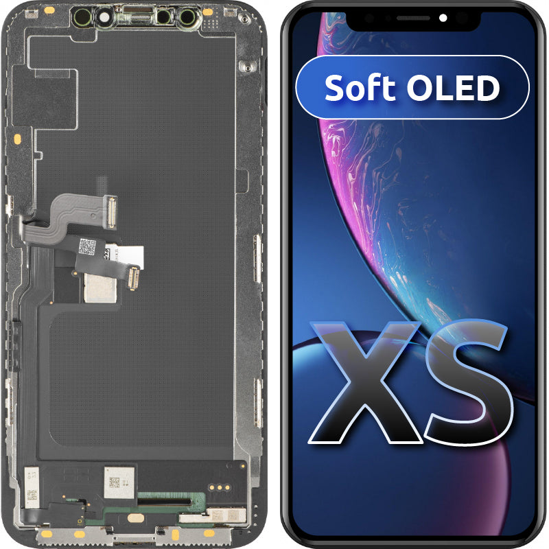 Écran avec Touchscreen MP compatible avec Apple iPhone XS, avec Cadre, Version Soft OLED FHD, Noir