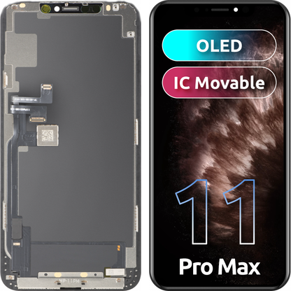 Écran tactile MP compatible avec Apple iPhone 11 Pro Max, avec cadre, version OLED FHD IC mobile, noir