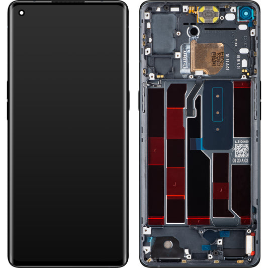 Écran tactile Oppo Reno4 Pro 5G, avec cadre, noir (Space Black), Service Pack 4904736