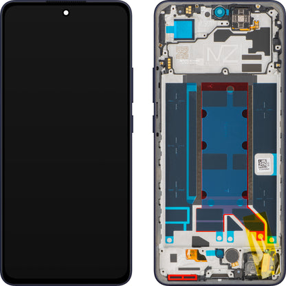 Écran tactile Oppo Reno13 FS 5G / Reno13 F, avec cadre, Bleu (Luminous Blue), Pack de service 621029000452