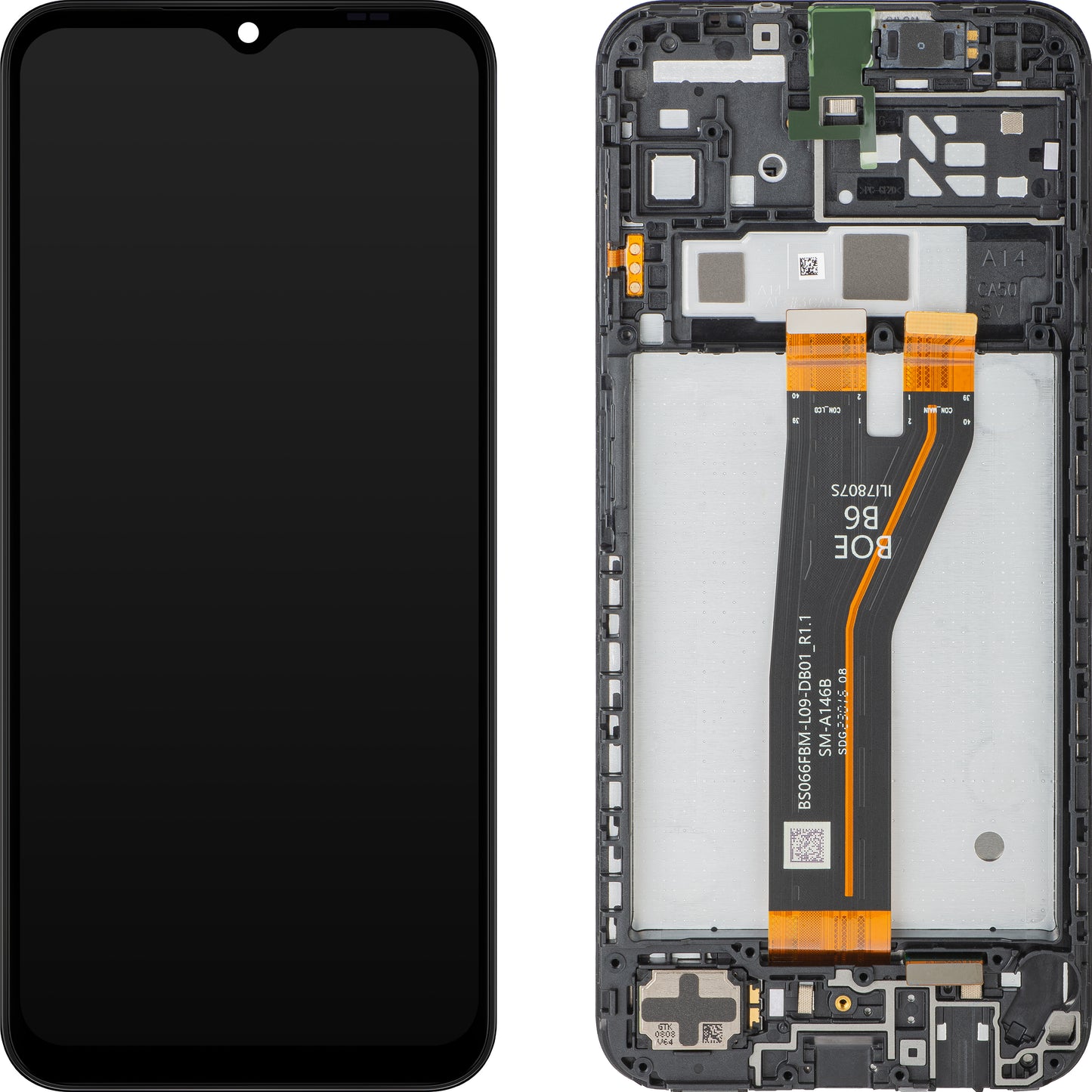 Écran tactile Samsung Galaxy A14 5G A146 avec cadre, version non européenne, noir, pack de service GH82-30658A