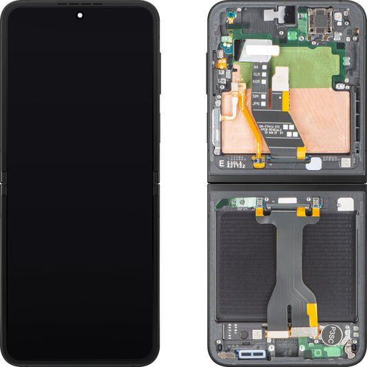 Écran tactile Samsung Galaxy Z Flip6 F741, avec cadre, sous-inner, noir (Crafted Black), Service Pack GH82-35014E