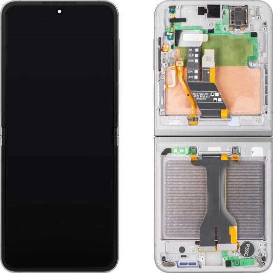 Écran avec Touchscreen Samsung Galaxy Z Flip6 F741, avec Cadre, Sous Inner, Argenté (Silver Shadow), Pack de Service GH82-35013A