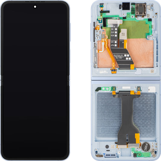 Samsung Galaxy Z Flip6 F741 Display with Touchscreen, Frame, Under Inner, Blue, Service Pack GH82-35014C