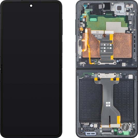 Écran avec Touchscreen Samsung Galaxy Z Flip7 F766, Avec Cadre, Sous Inner, Noir (Jet Black), Pack de Service GH82-37581C