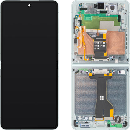 Écran tactile Samsung Galaxy Z Flip7 F766, avec cadre, sous-inner, vert (menthe), pack de service GH82-37581E