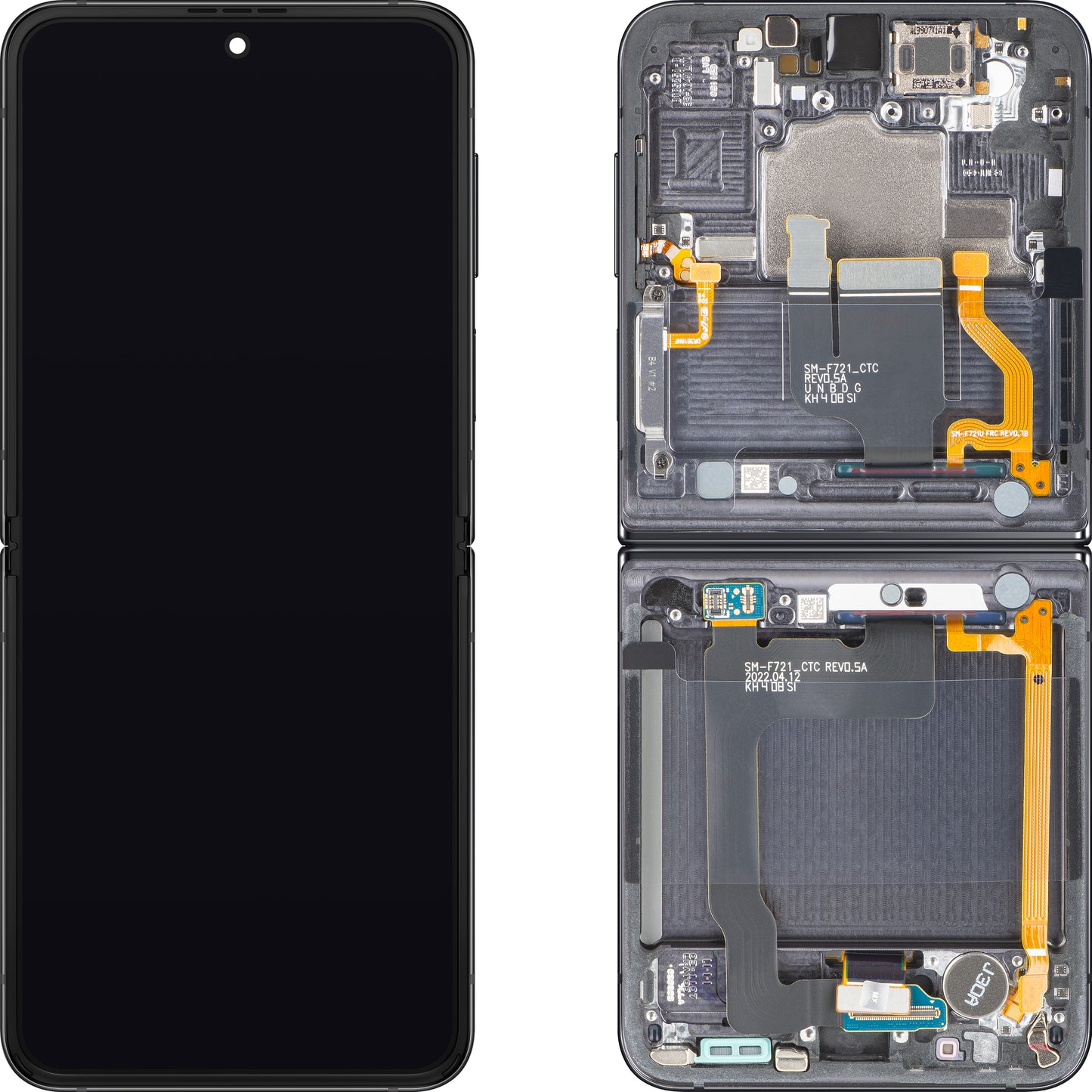 Samsung Galaxy Z Flip4 F721 Touchscreen Display, with Frame, Sub Inner, Gray (Graphite), Service Pack GH82-30238A