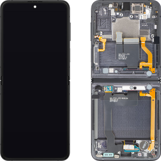 Écran avec écran tactile Samsung Galaxy Z Flip4 F721, avec cadre, sous-inner, gris (Graphite), Service Pack GH82-30238A