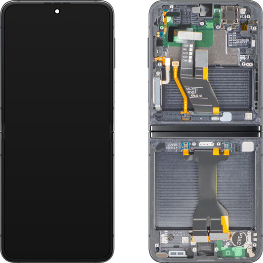 Écran tactile Samsung Galaxy Z Flip5 F731, avec cadre, sous Inner, gris (Graphite), pack de service GH82-31827A