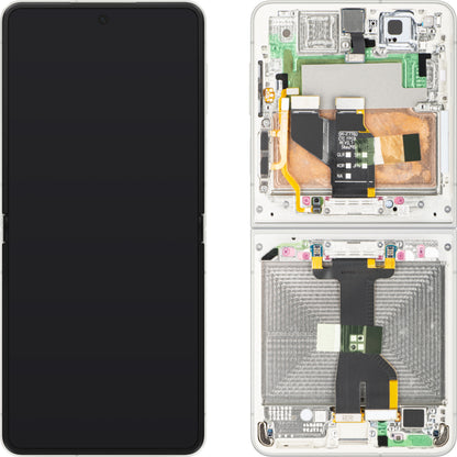 Écran avec écran tactile Samsung Galaxy Z Flip8 F776, avec cadre, sous-inner, blanc (crème), pack de service GH82-39754B