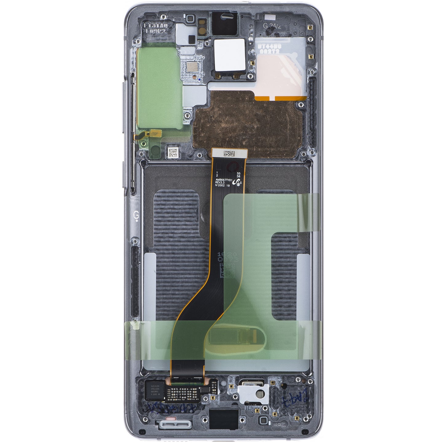 Écran tactile Samsung Galaxy S20 5G G981 / S20 G980, avec cadre, noir (gris cosmique), Service Pack GH82-31432A 