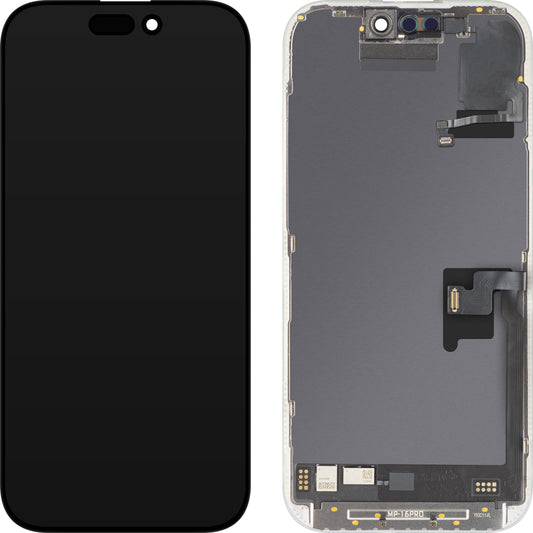 Écran tactile avec capteur de proximité lumière MP compatible avec Apple iPhone 16 Pro, avec cadre, version logicielle OLED FHD 120Hz diagnostic, noir