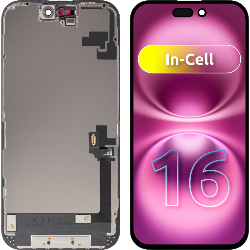 Écran avec Touchscreen ZY pour Apple iPhone 16, avec Cadre, Version LCD In-Cell, Noir