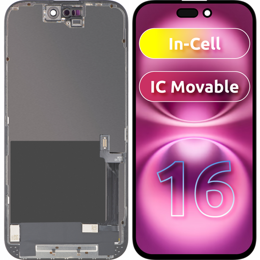 Écran tactile ZY pour Apple iPhone 16, avec cadre, Version LCD In-Cell IC Movable, Noir