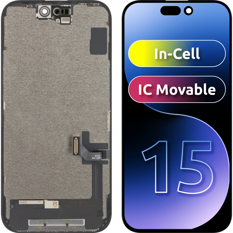 ZY Écran tactile pour Apple iPhone 15, avec cadre, LCD In-Cell IC mobile, noir 