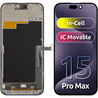 ZY Écran tactile pour Apple iPhone 15 Pro Max, avec cadre, In-Cell IC Movable LCD Version, Noir 