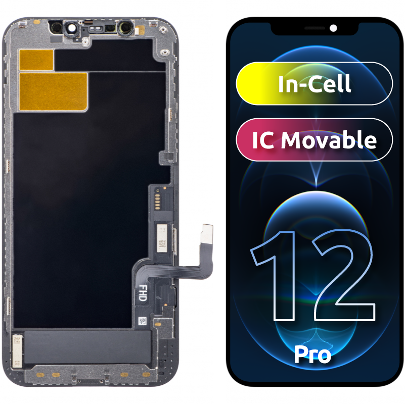 ZY Écran tactile pour Apple iPhone 12 / 12 Pro, avec cadre, In-Cell IC Movable LCD Version, noir