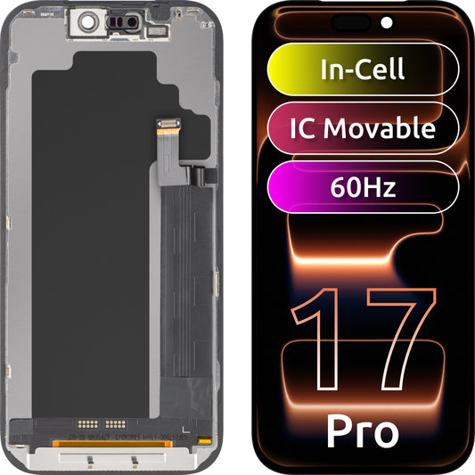 ZY Touchscreen Display for Apple iPhone 17 Pro, with Frame, Movable In-Cell IC LCD Version, Black