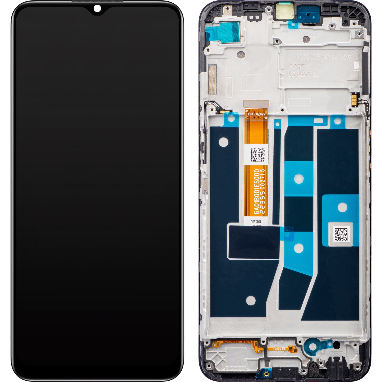 Écran tactile Oppo A16s / A16, avec cadre, noir, Service Pack 4908018