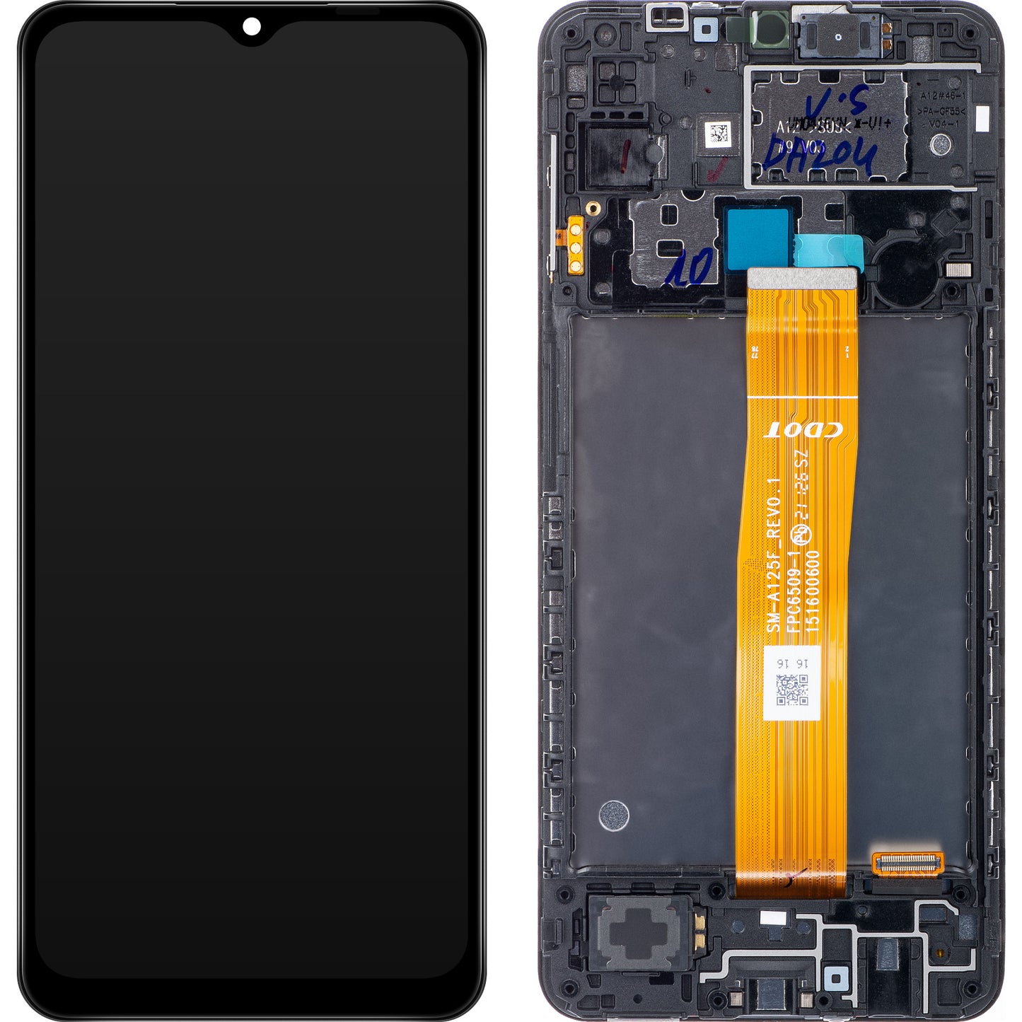 Écran tactile Samsung Galaxy A12 A125, avec cadre, noir, Service Pack GH82-24491A