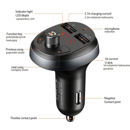 Modulateur FM Bluetooth McDodo, 2 x USB-A
