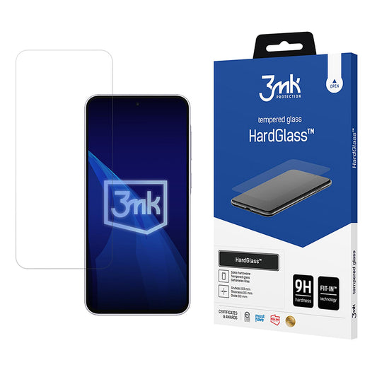 Film de protection d'écran 3MK HardGlass pour Samsung Galaxy A37 5G, Verre trempé, Collage complet